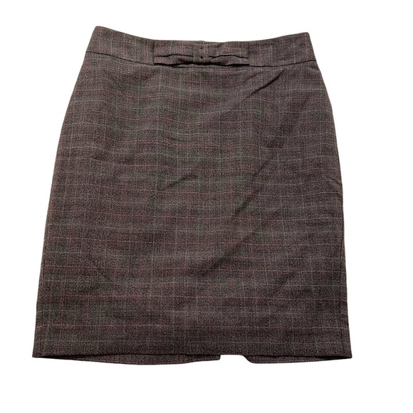 Loft Mini Pencil Skirt Dark Gray Plaid - Picture 2 of 10